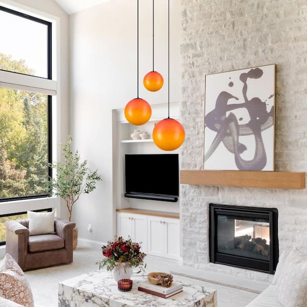MENCOLULU 18.11 in. 3-Light Modern Matte Black Hanging Pendant