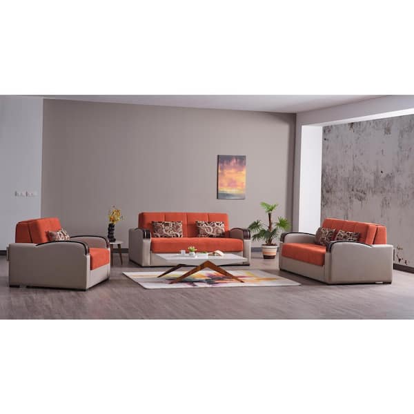Ottomanson Daydream Pull-Out Sofa Convertible 74 in. Orange