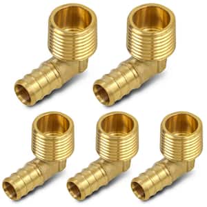 1/2 in. x 1/2 in. Brass PEX Barb x MIP 90-Degree Elbow Pipe Fitting (5-Pack)