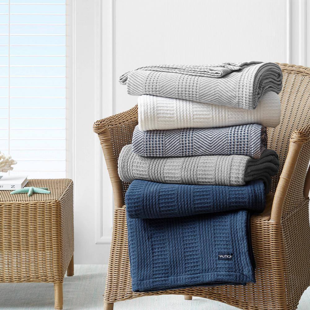 Nautical Stripe Soft Cotton Queen Throw Blanket, Machine Washable