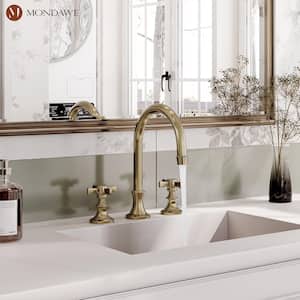 High-Arc 8 in. Widerspread 2-Handle Bathroom Faucet in Bushed Gold