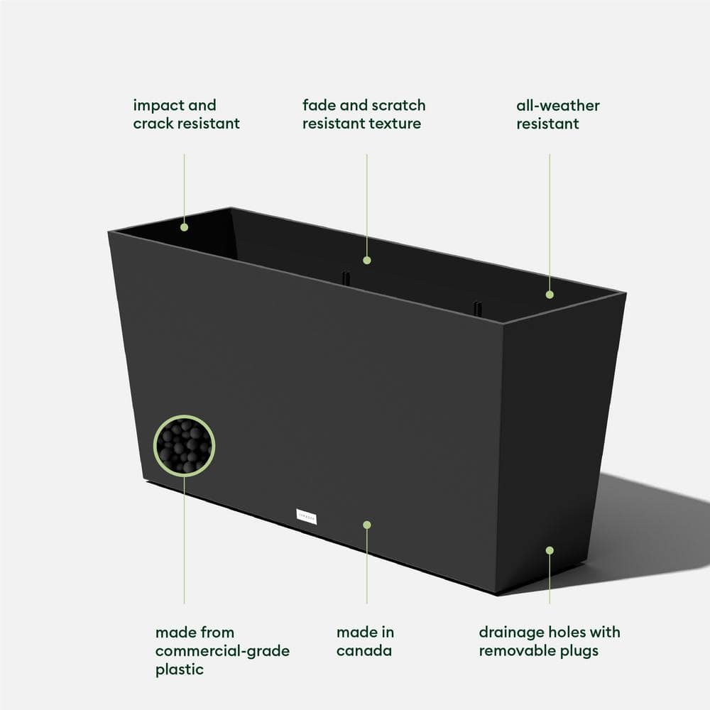 Midori Black 39" Recycled Plastic Modern Trough Planter