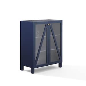 CROSLEY FURNITURE Cassai Navy 3-Pieces Media Storage Cabinet Set ...