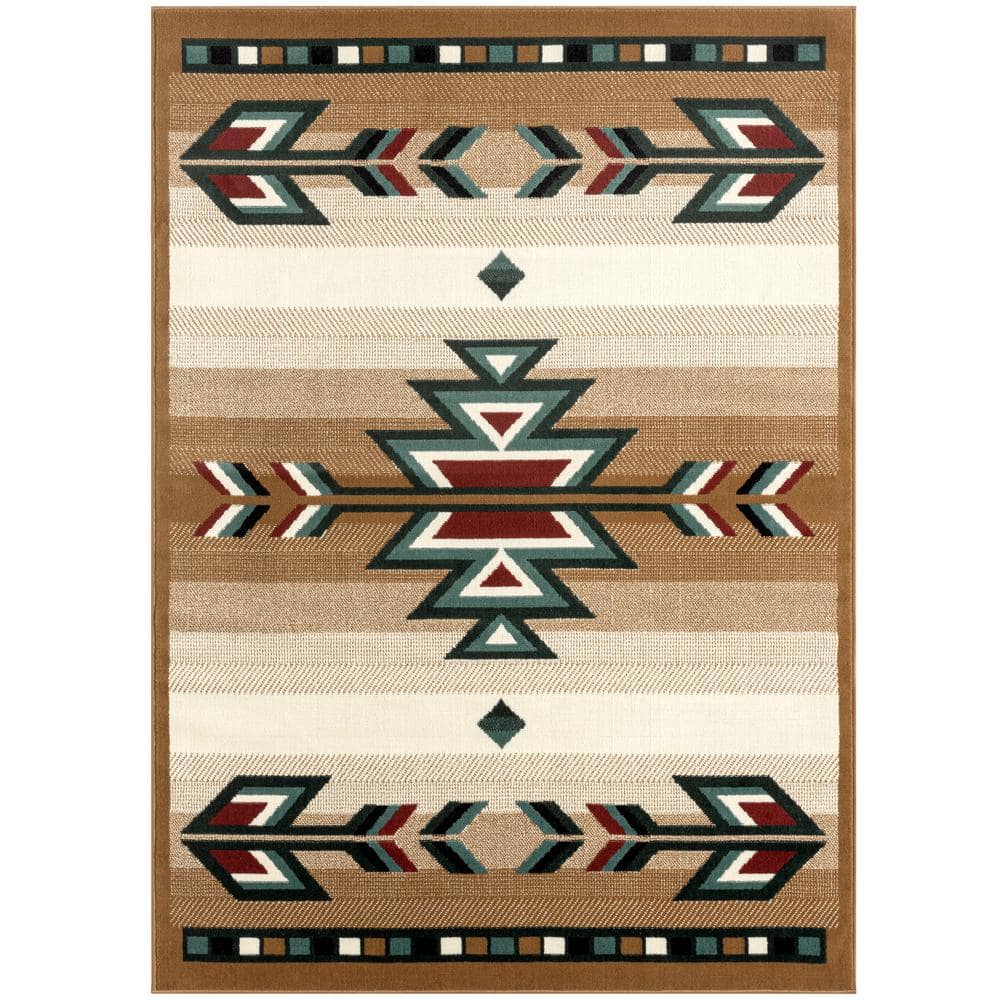 Premium Sagrada Southwestern Geometric Area Rug Beige/Green  5 2 x7 4