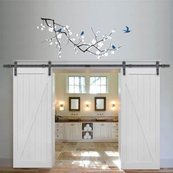 72 in. x 84 in. Primed Z-Plank MDF Sliding Barn Door with Hardware Kit