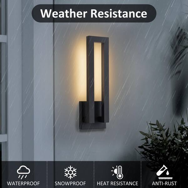 Laplusbelle 22.5 in. Matte Black Integrated LED Hardwired Outdoor