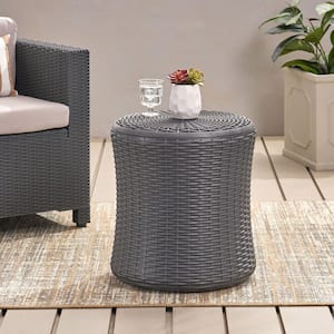 Weather-Resistant Plastic Outdoor Side Table with Minimalistic Design Gray