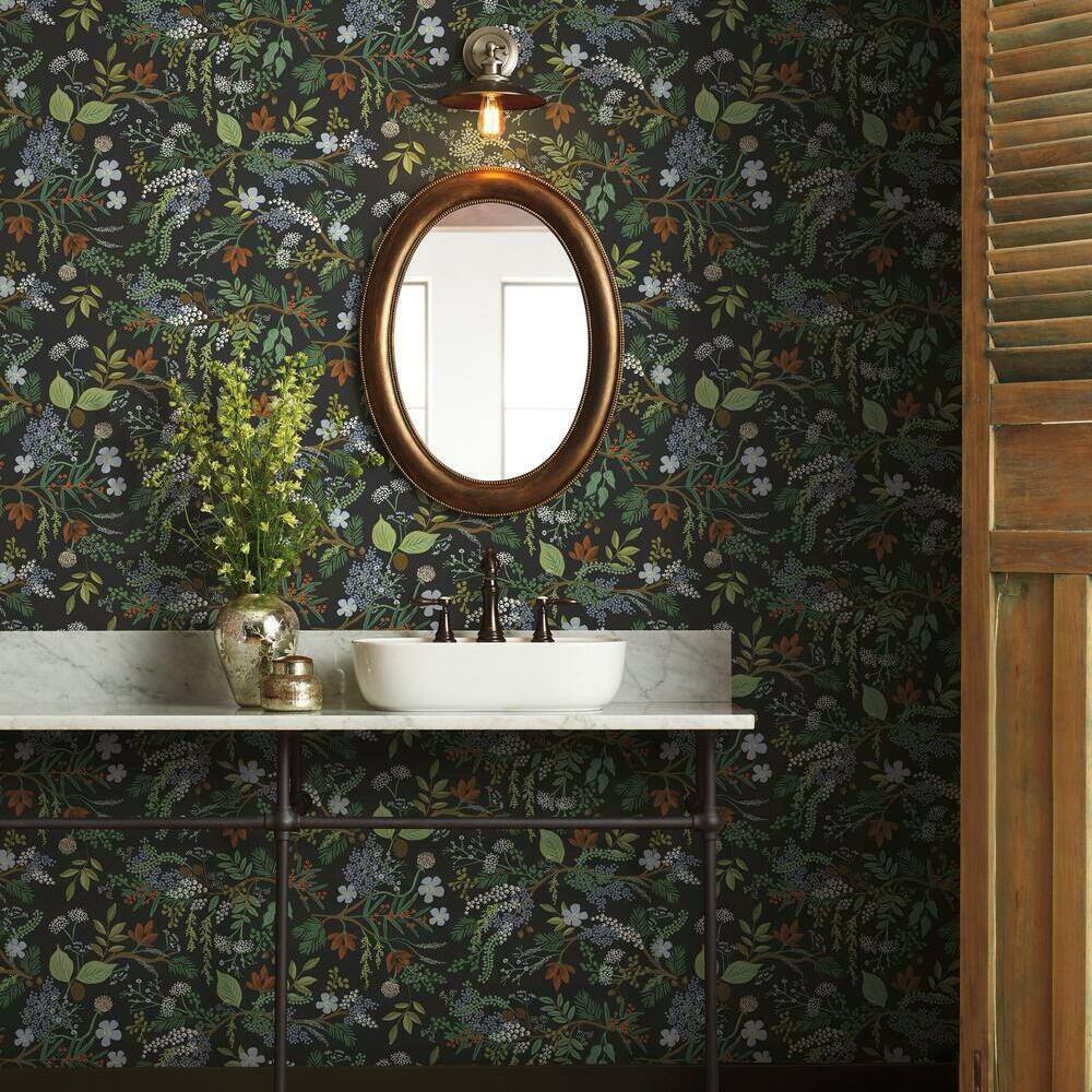 Juniper Forest Black Botanical Peel and Stick Wallpaper