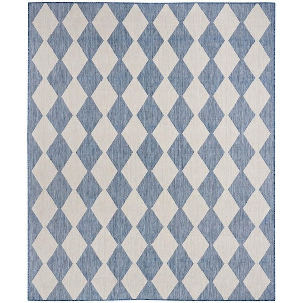 Positano Navy Blue 9 ft. x 12 ft. Diamond Contemporary Area Rug