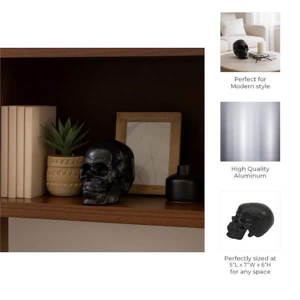 Liv & Skye 5 in. x 6 in. Black Metal Novelty Solid Skull