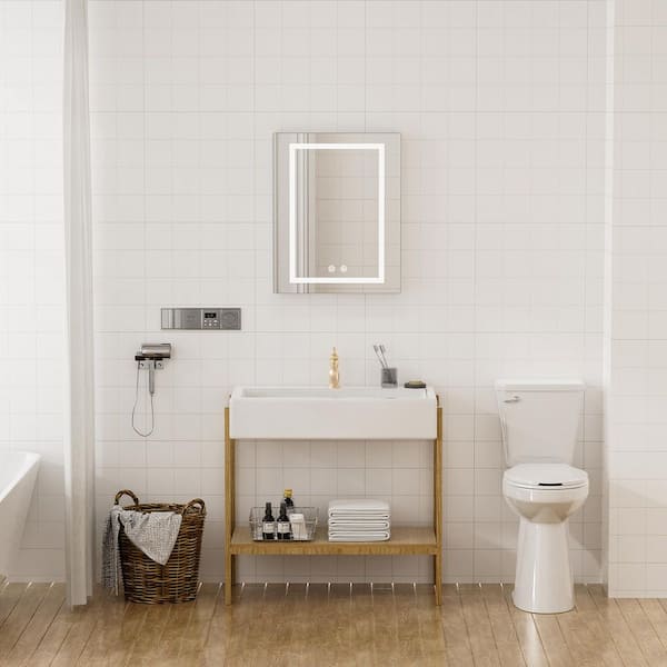 20 in. W x 28 in. H Rectangular Aluminum Medicine Cabinet with Mirror-Anti-Fog, Smart Lighting, Charging Hub