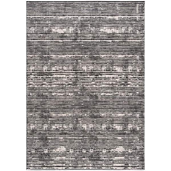 SAFAVIEH Lurex Black/Gray 9 ft. x 12 ft. Striped Area Rug