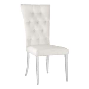 Kerwin White and Chrome Velvet Tufted Upholstered Dining Side Chair (Set of 2)