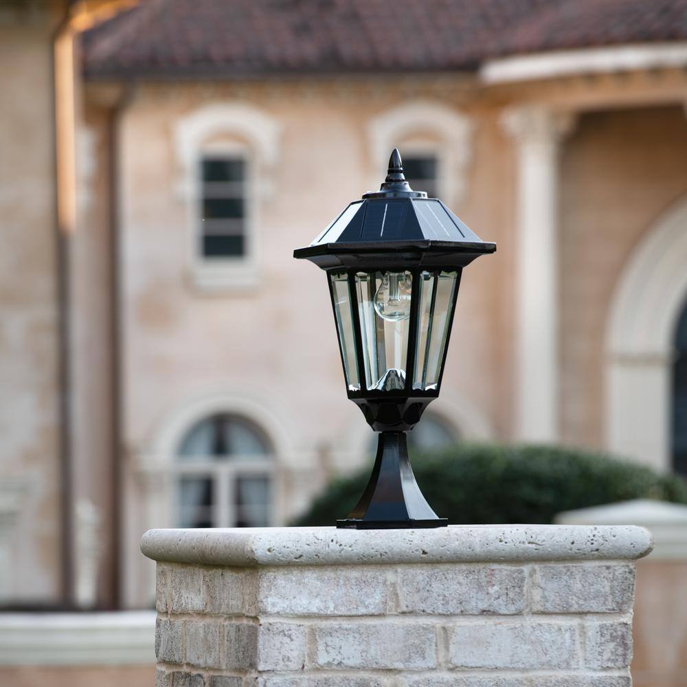 Black Cast Aluminum Solar LED Outdoor Lamp Post Light