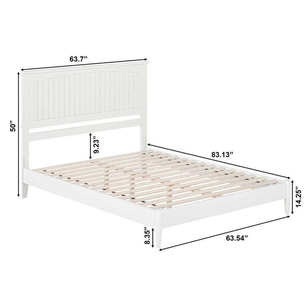 Naples White Queen Wood Low Profile Platform Bed with Slats