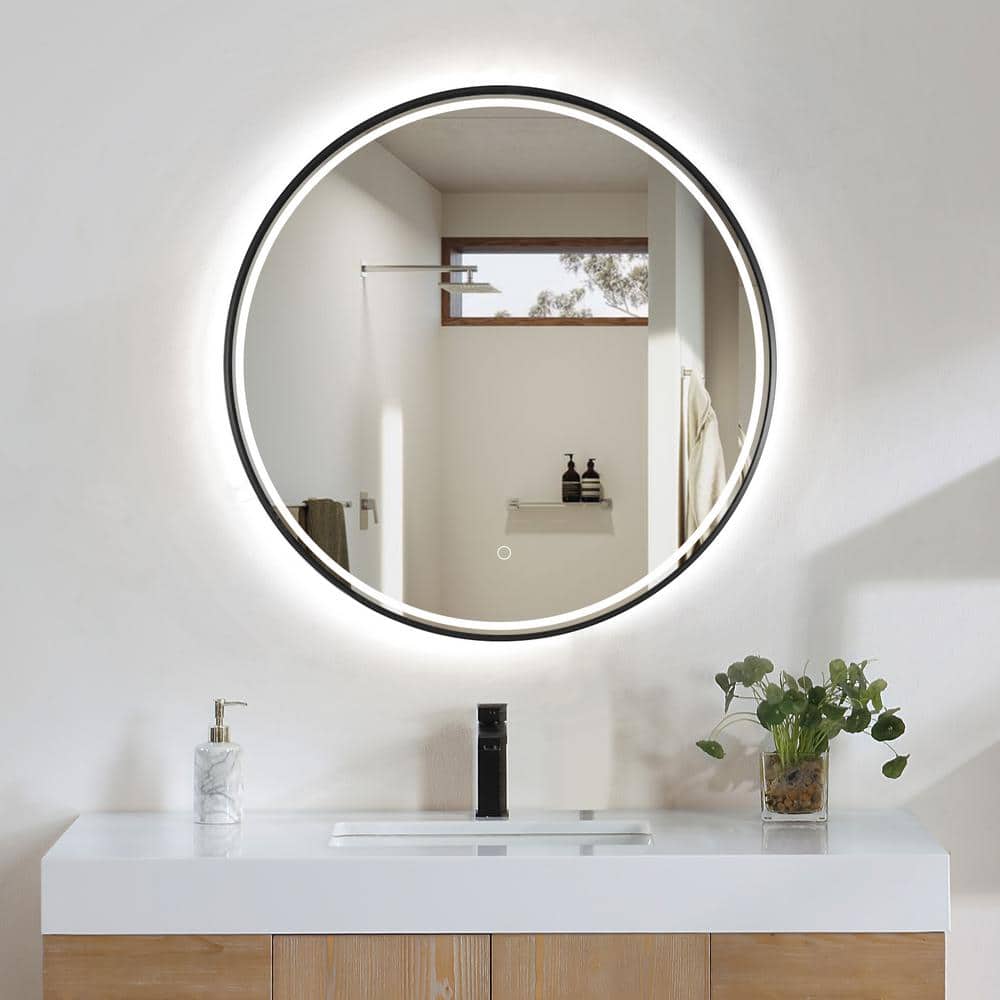 Round Silver and Gold LED Bathroom Vanity Mirror