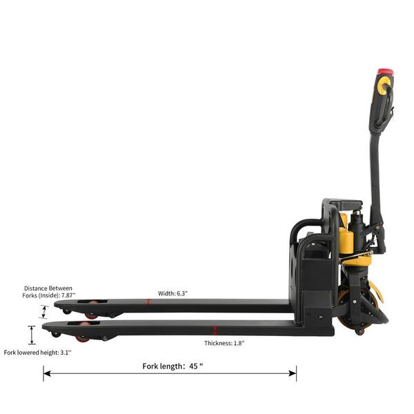 APOLLOLIFT 3300 lbs. Electric Pallet Jack 48/20AH Li-Ion Battery Powered  Walk Behind Pallet Truck 45 in. x 21 in. Fork Yellow A-1019 - The Home Depot