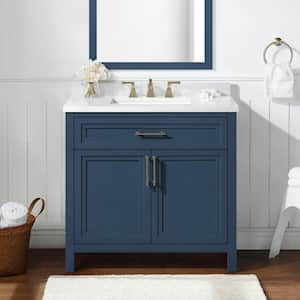 Mayfield 36 in. W x 22 in. D x 34 in. H Single Sink Bath Vanity in Grayish Blue with White Engineered Stone Top