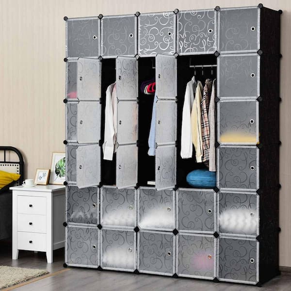 85 in. H 30 White Cube Clothes Storage Hanging Closet Organizer Portable Wardrobe Bedroom Storage Cubby