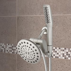 12-Spray Patterns with 1.8 GPM 7 in. Wall Mount High Pressure Dual Shower Head and Wand Shower Head in Brushed Nickel