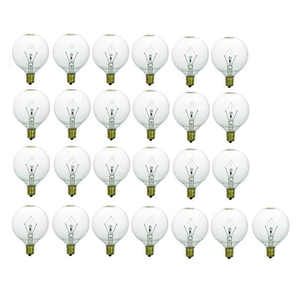 Sunlite 25-Watt G16.5 Globe Candelabra Base E12 Base Incandescent Clear Light Bulb in Warm White 3200K (25-Pack)