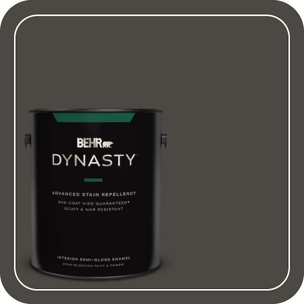 BEHR DYNASTY 1 gal. #PPU24-01 Black Mocha Semi-Gloss Enamel Interior Stain-Blocking Paint & Primer
