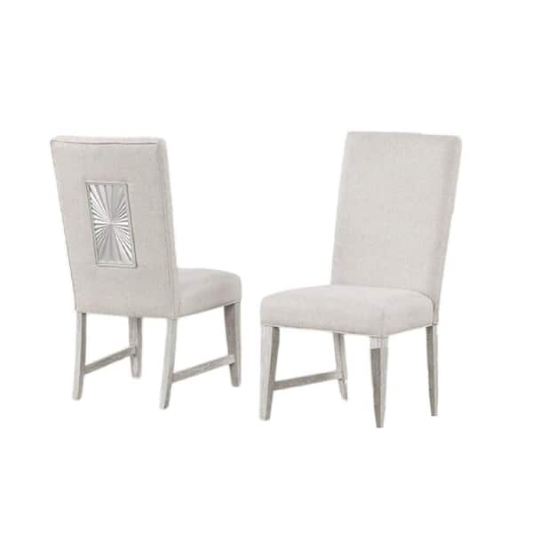 Benjara Diaz Light Gray Fabric Upholstered Back, Solid Back Dining Side Chair (Set of 2)