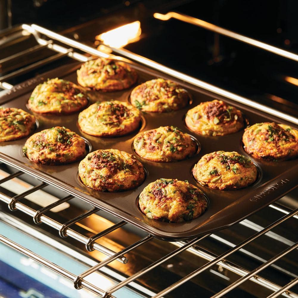 Chocolate Brown Nonstick 12-Cup Muffin Pan with Wide Handles