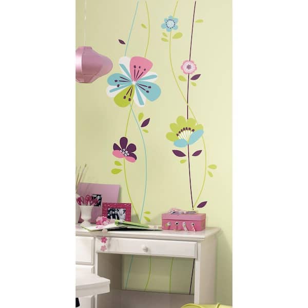 RoomMates 2.5 in. x 27 in. Sugar Blossom Peel and Stick Giant Wall Decals