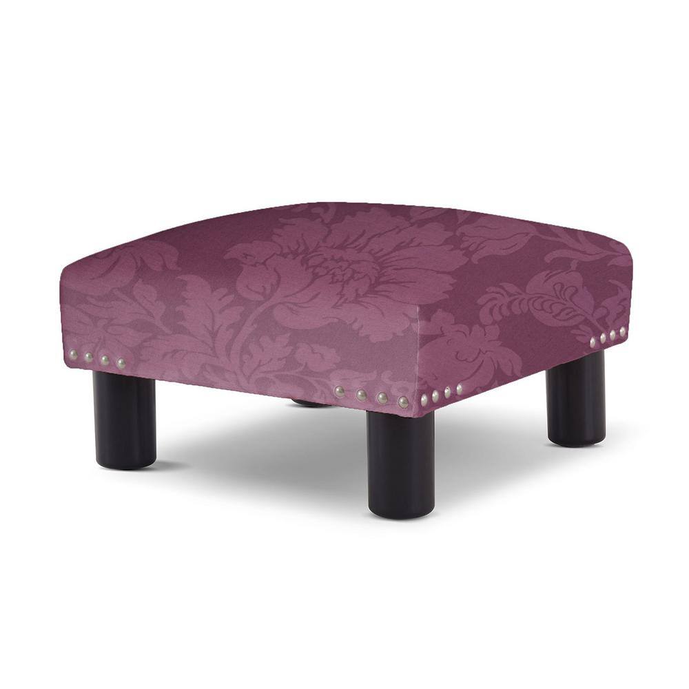 Jules Purple Floral Sateen Upholstered Footstool Ottoman