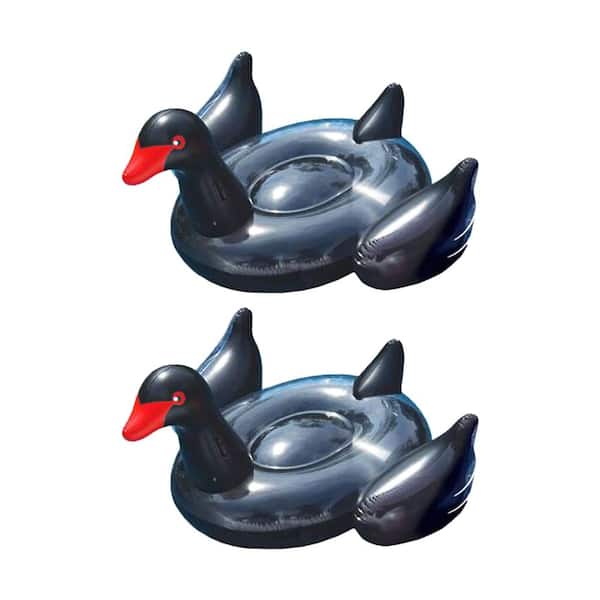 Swimline 75 in. Giant Inflatable Ride-On Opaque Black Swan Pool Float (2-Pack)