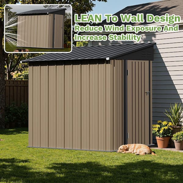 Patiowell 8 ft. W x 4 ft. D Outdoor Storage Shed, Lean to Storage