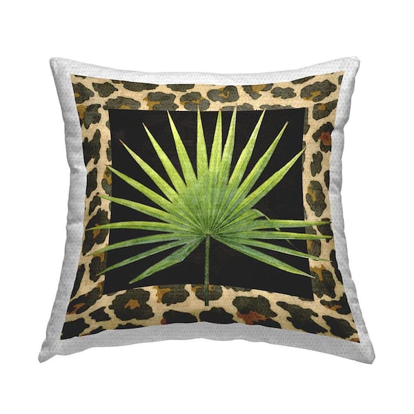 Tropical Patterned Palm Green Square Outdoor Throw Pillow
