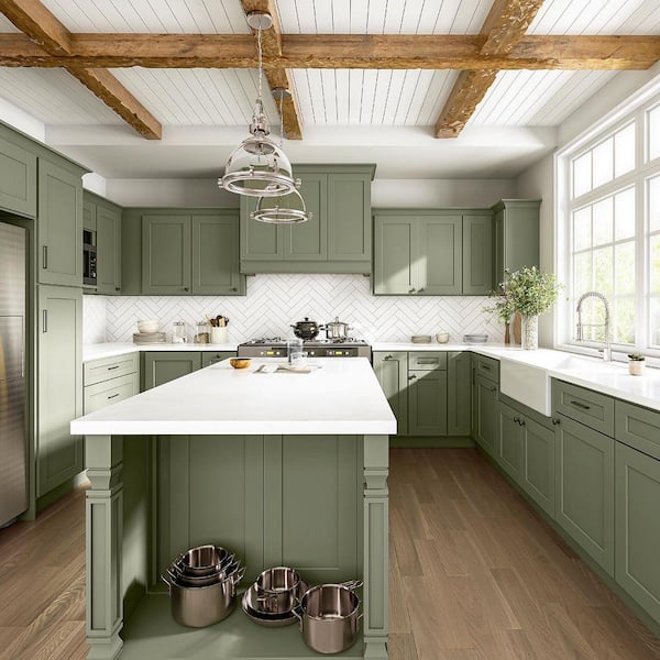 Sinber 23.5 in. W x 0.7 in. D x 28.5 in. H in Sage Green Shaker