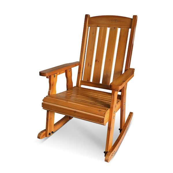 Phewnyzo 26.6 in. x 28.1 in. x 41.3 in. Fir Wood Frame Outdoor Rocking Chair