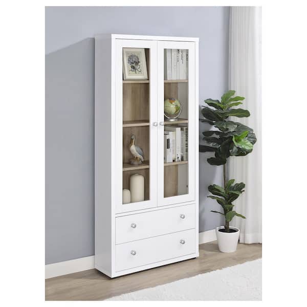 Coaster Hawthorne White 70.75 in. Accent Cabinet with 4-Shelves and Glass Door