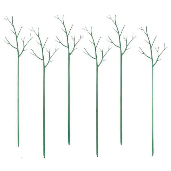 Unbranded 40 in. H Green Plastic Plant Support Stakes for Twig Plant Sticks with Orchid Clips Twist Ties and Plant Ties, (6-Pack)