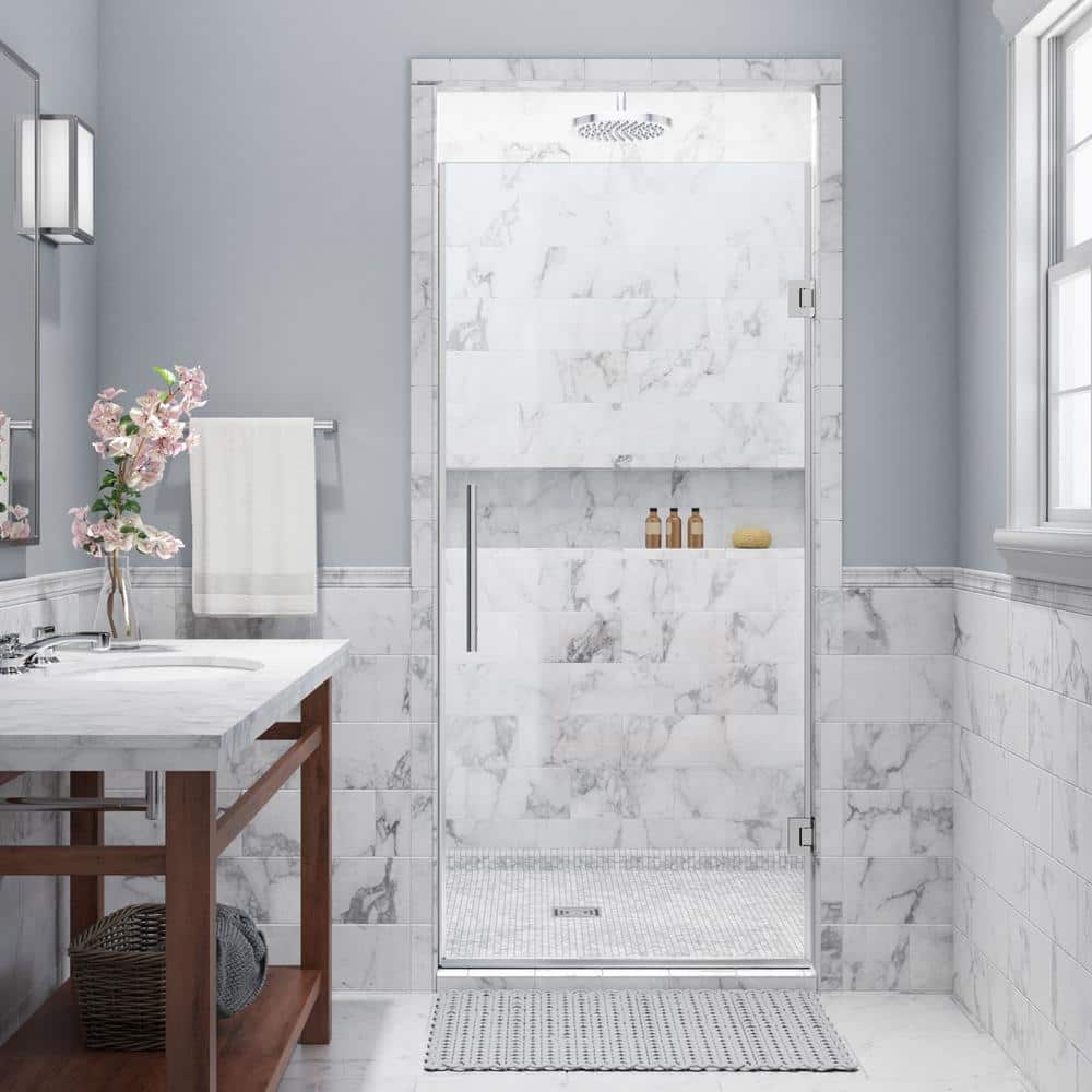 Kinkade 23" x 72" Frameless Clear Glass Chrome Pivot Shower Door