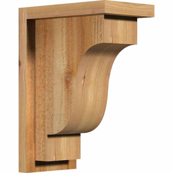 Ekena Millwork 6 in. x 10 in. x 14 in. Western Red Cedar Newport Rough Sawn Corbel with Backplate