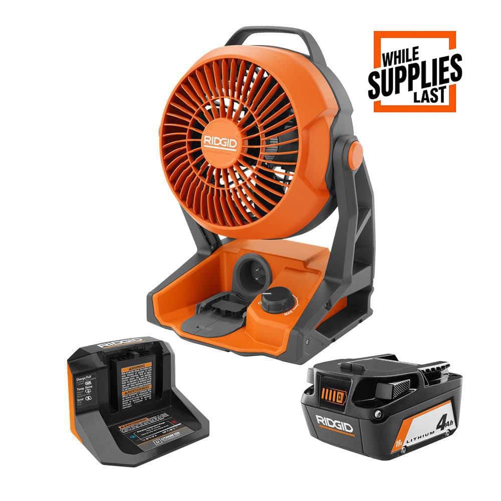 RIDGID 18V Cordless Jobsite Fan Kit with 4.0 Ah Battery and