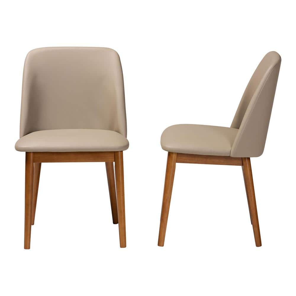 Beige Cane-Wood Parsons High Side Chair