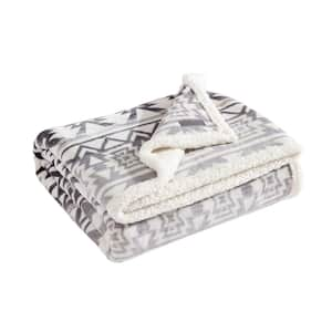 Clyde Hill Stripe 1-Piece Ultra Soft Plush Sherpa 50 in. x 60 in.Throw