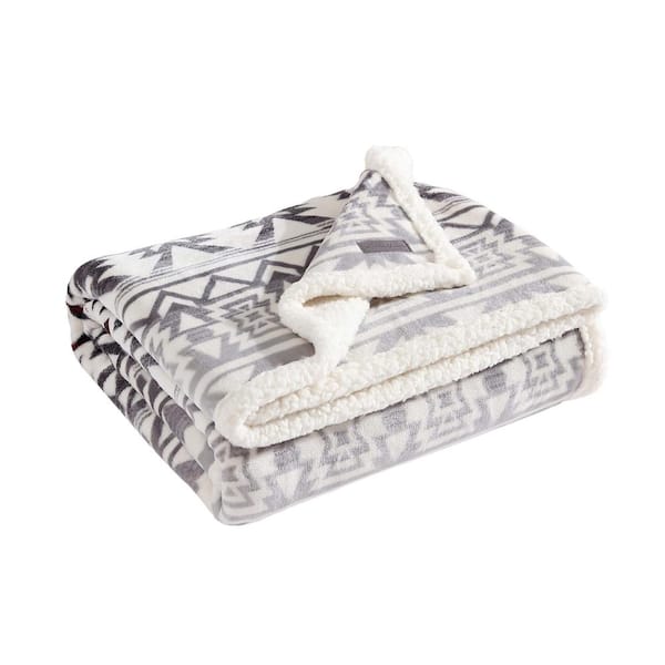 Eddie Bauer Clyde Hill Stripe 1-Piece Ultra Soft Plush Sherpa 50 in. x 60 in.Throw