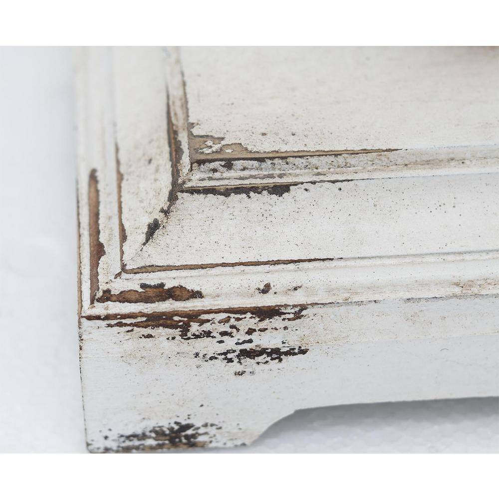 Rustic French Country Natural Wood End Table with Distressed White Base