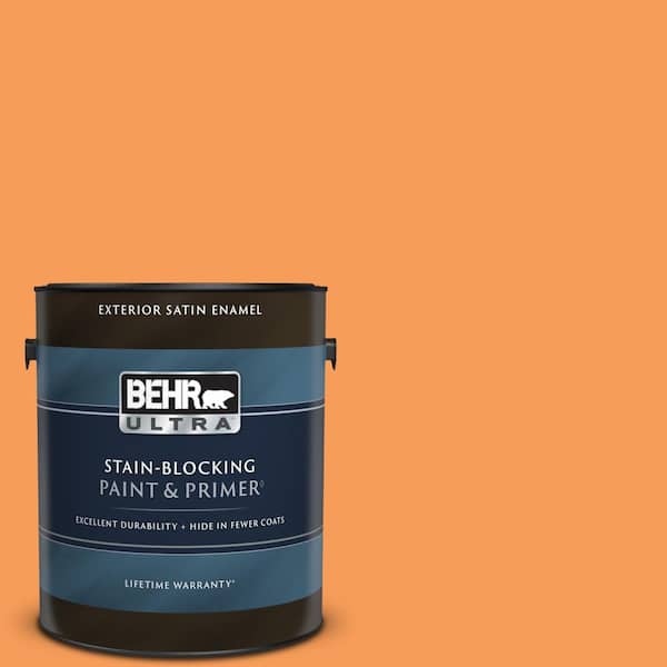 BEHR ULTRA 1 gal. #P220-6 Bergamot Orange Satin Enamel Exterior Paint & Primer