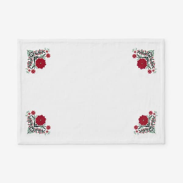 Company Cotton Embroidered Novelty 20 in. W x 14 in. H Red Cotton Placemat Set of 4