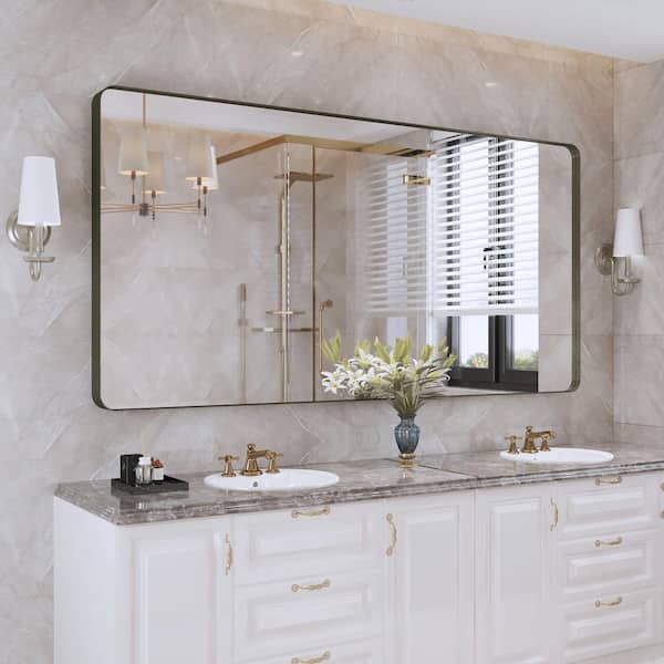 Klajowp 72 in. W x 36 in. H Large Rectangular Framed Wall Mounted Bathroom Vanity Mirror in Brushed Bronze