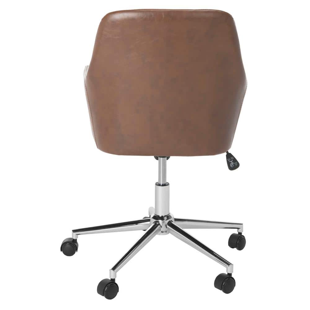 Cadence Brown Leather Swivel Office Chair with Chrome Base