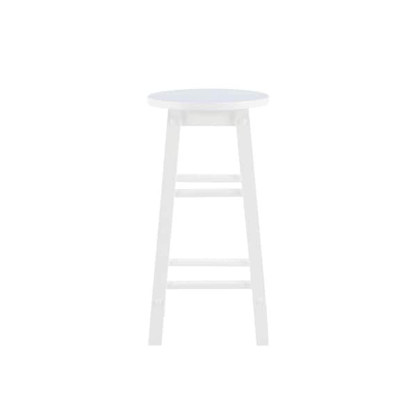 Lopes 24 in. White Backless Wood Counter Stool with Wood Seat