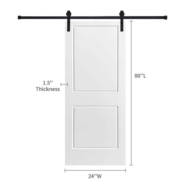 AIOPOP HOME Modern 2-Panel 24 in. x 80 in. MDF White Barn Sliding Door With Hardware kit